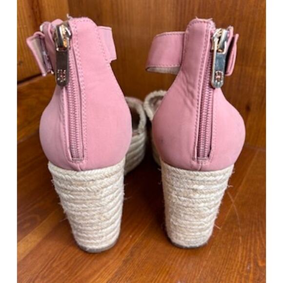 Tommy Hilfiger Platform Espadrille Sandals Womens Sz 11 Pink Jute Wrap Zip Heels - Picture 3 of 15
